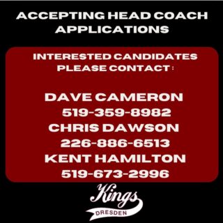 Interested in coaching one of the oldest continuously run Jr C teams in Ontario? Contact Dave, Chris or Kent.