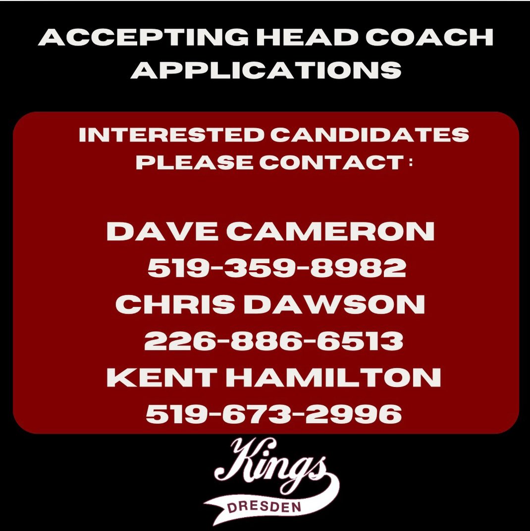 Interested in coaching one of the oldest continuously run Jr C teams in Ontario? Contact Dave, Chris or Kent.